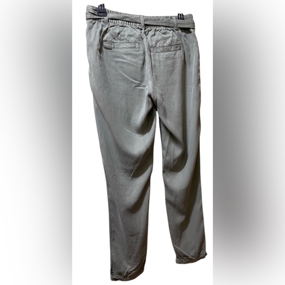 TAHARI PAPERBAG TROUSER PANTS GREEN COLOR WOMEN TIE WAIST CUFFED TAPERED SIZE S - Picture 7 of 11